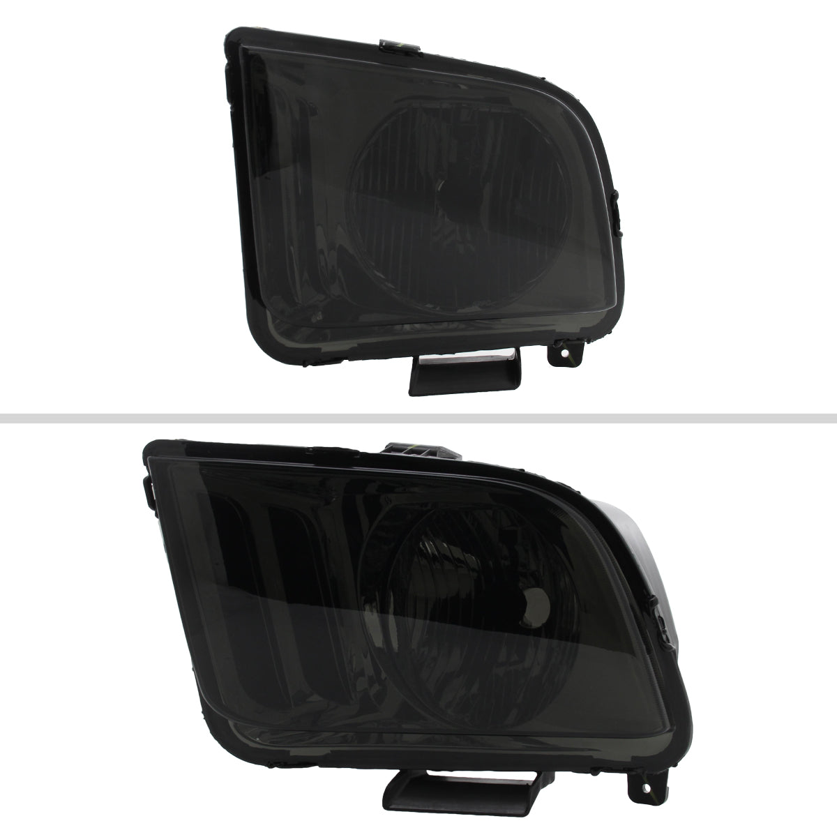 2005-2009 Ford Mustang Factory Style Headlights (Chrome Housing/Smoked Lens)