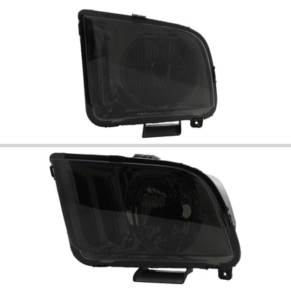2005-2009 Ford Mustang Factory Style Headlights (Chrome Housing/Smoked Lens)