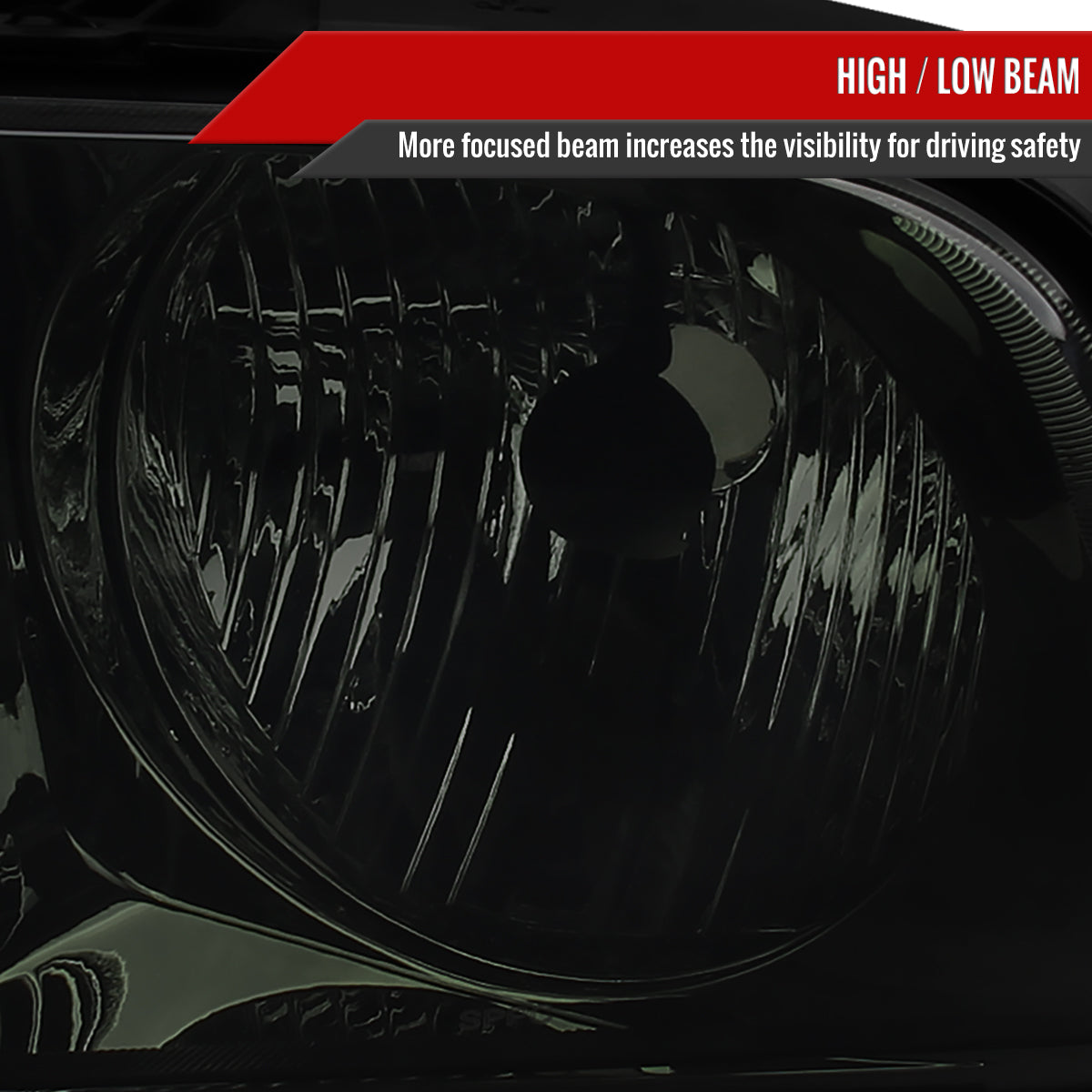 2005-2009 Ford Mustang Factory Style Headlights (Chrome Housing/Smoked Lens)