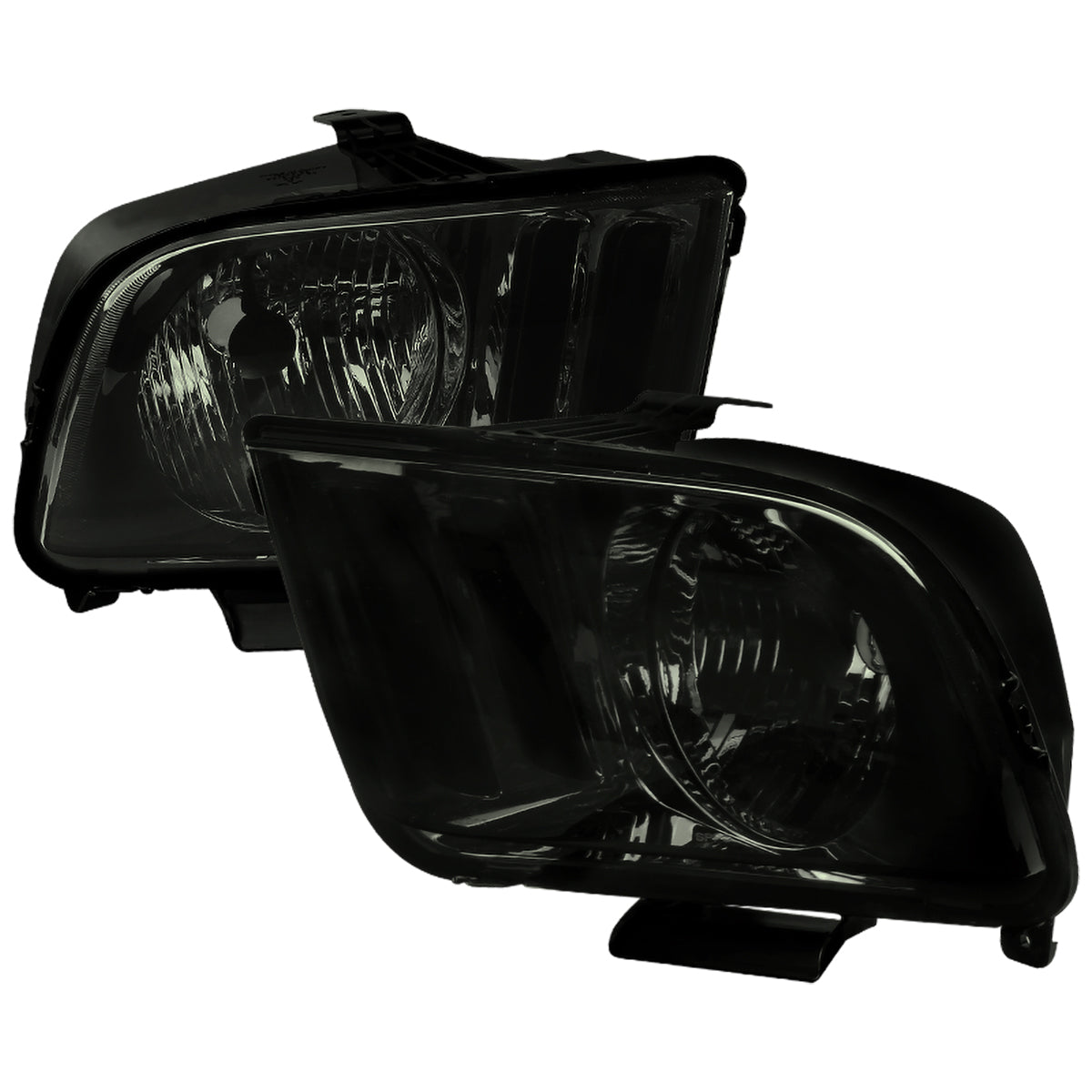 2005-2009 Ford Mustang Factory Style Headlights (Chrome Housing/Smoked Lens)