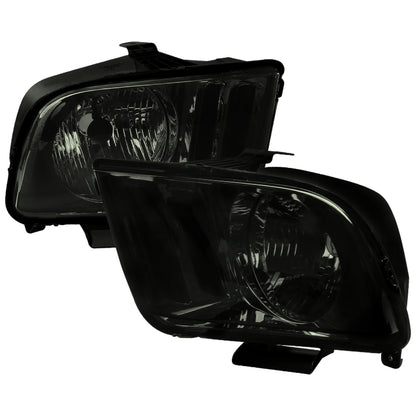 2005-2009 Ford Mustang Factory Style Headlights (Chrome Housing/Smoked Lens)