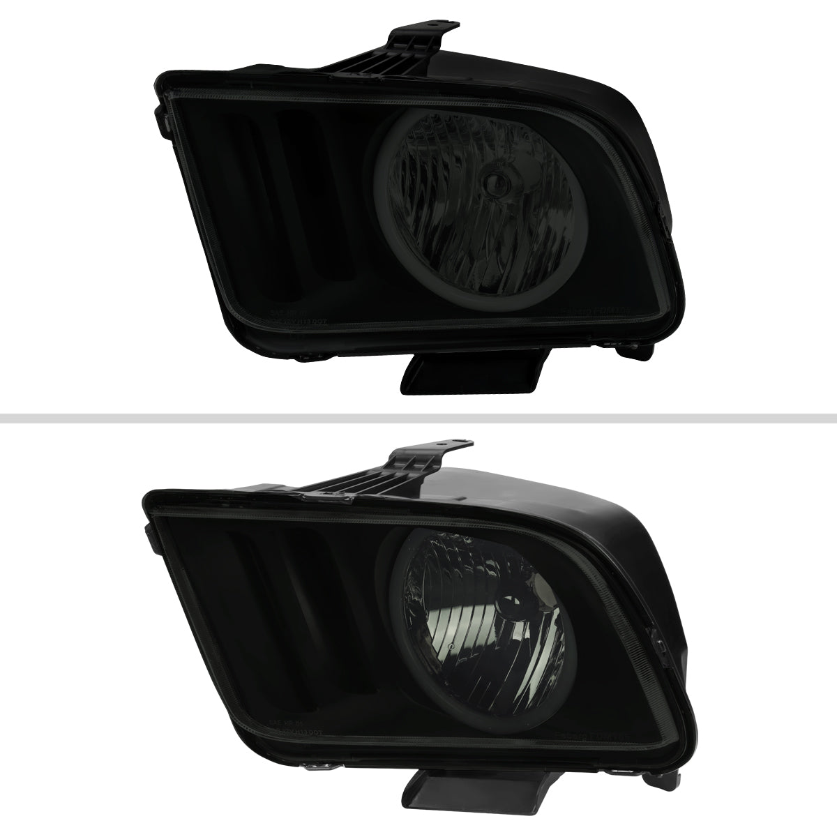 2005-2009 Ford Mustang LED Halo Factory Style Headlights (Matte Black Housing/Smoked Lens)