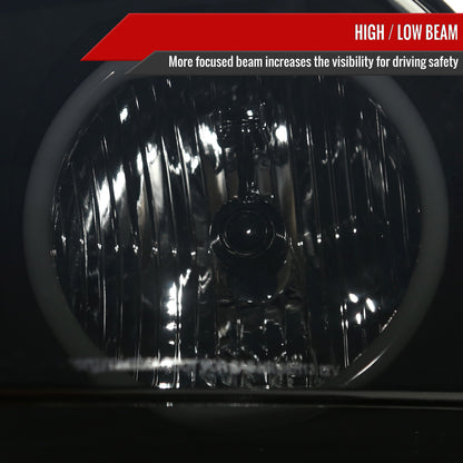 2005-2009 Ford Mustang LED Halo Factory Style Headlights (Matte Black Housing/Smoked Lens)