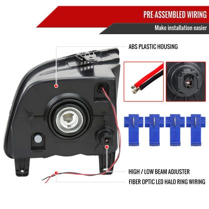 2005-2009 Ford Mustang LED Halo Factory Style Headlights (Matte Black Housing/Smoked Lens)