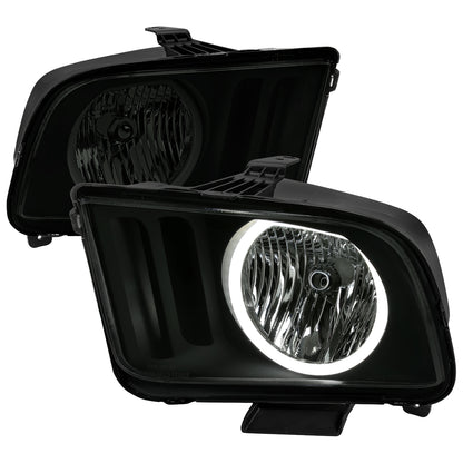 2005-2009 Ford Mustang LED Halo Factory Style Headlights (Matte Black Housing/Smoked Lens)