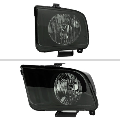 2005-2009 Ford Mustang Factory Style Headlights (Matte Black Housing/Light Smoked Lens)
