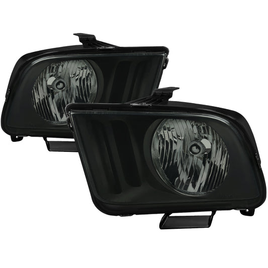 2005-2009 Ford Mustang Factory Style Headlights (Matte Black Housing/Light Smoked Lens)