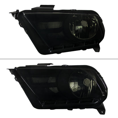 2010-2014 Ford Mustang Factory Style Headlights (Black Housing/Smoked Lens)