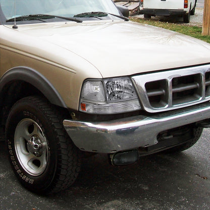 1998-2000 Ford Ranger Factory Style Crystal Headlights (Chrome Housing/Clear Lens)