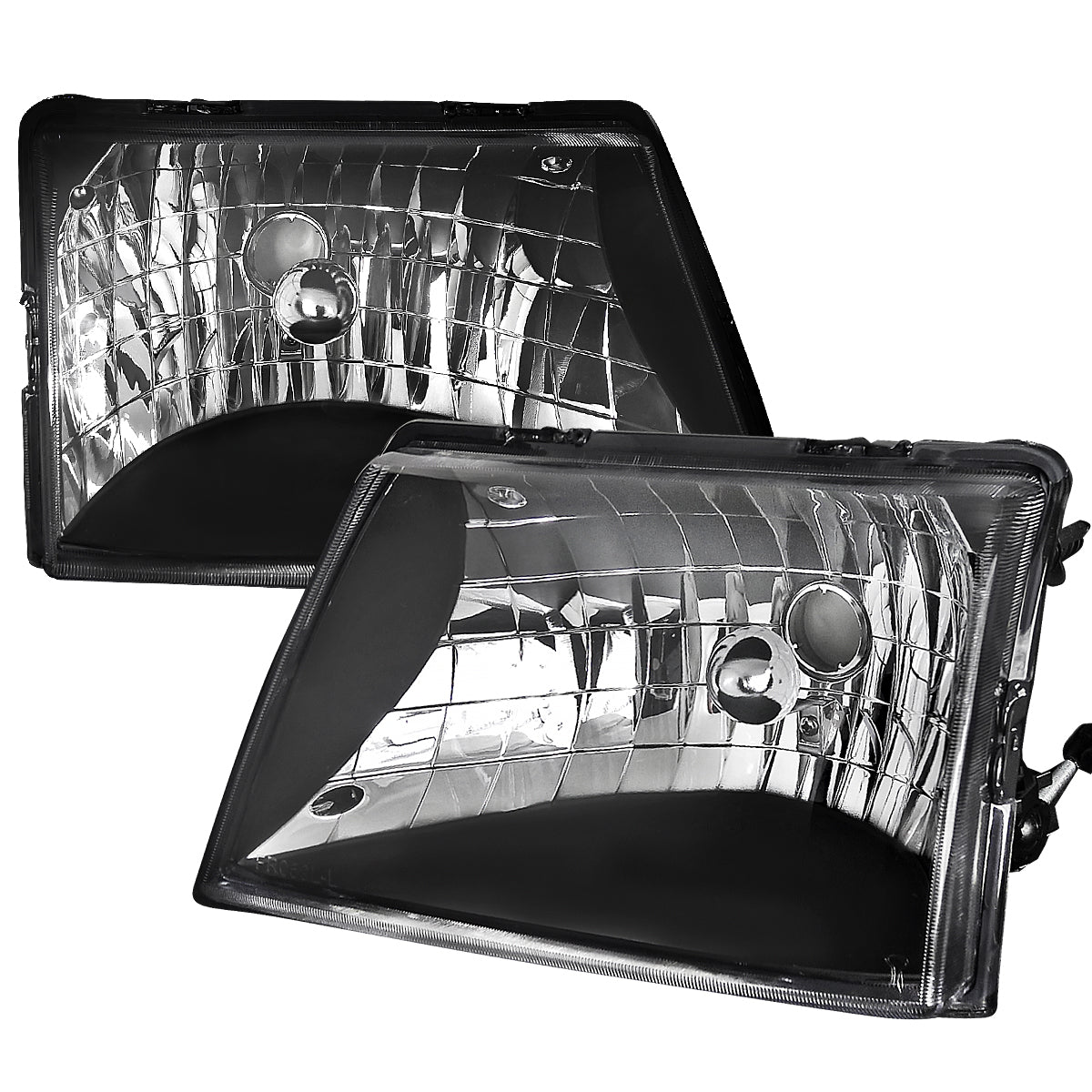 1998-2000 Ford Ranger Factory Style Crystal Headlights (Matte Black Housing/Clear Lens)