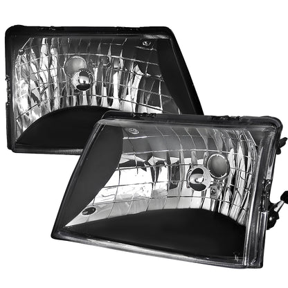 1998-2000 Ford Ranger Factory Style Crystal Headlights (Matte Black Housing/Clear Lens)