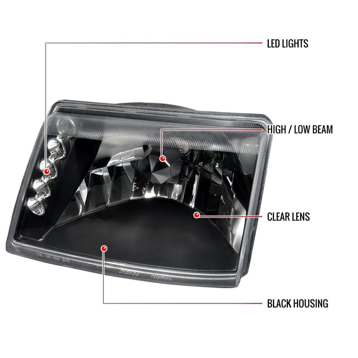 1998-2000 Ford Ranger Factory Style Headlights (Matte Black Housing/Clear Lens)