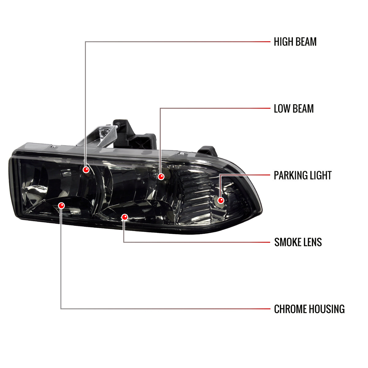 1998-2004 Chevrolet S10/Blazer Factory Style Headlights (Chrome Housing/Smoked Lens)