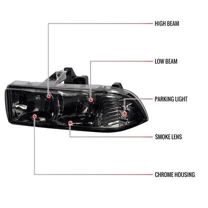1998-2004 Chevrolet S10/Blazer Factory Style Headlights (Chrome Housing/Smoked Lens)