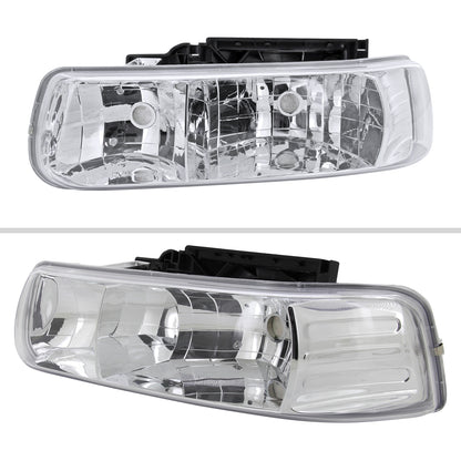 1999-2006 Chevrolet Silverado/Tahoe/Suburban Factory Style Headlights (Chrome Housing/Clear Lens)