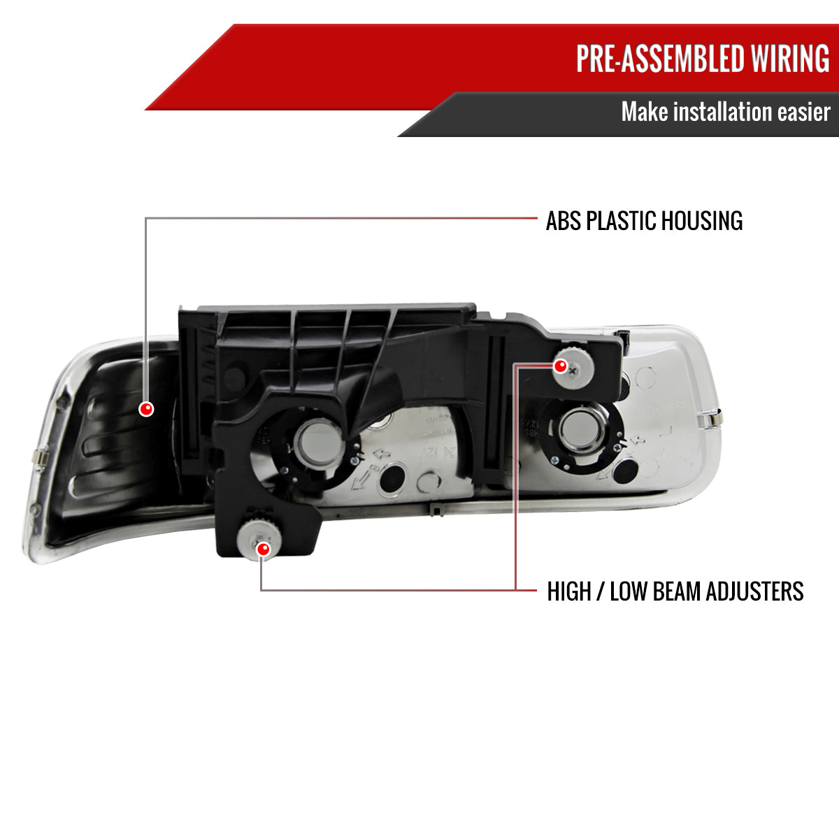 1999-2006 Chevrolet Silverado/Tahoe/Suburban Factory Style Headlights (Chrome Housing/Clear Lens)