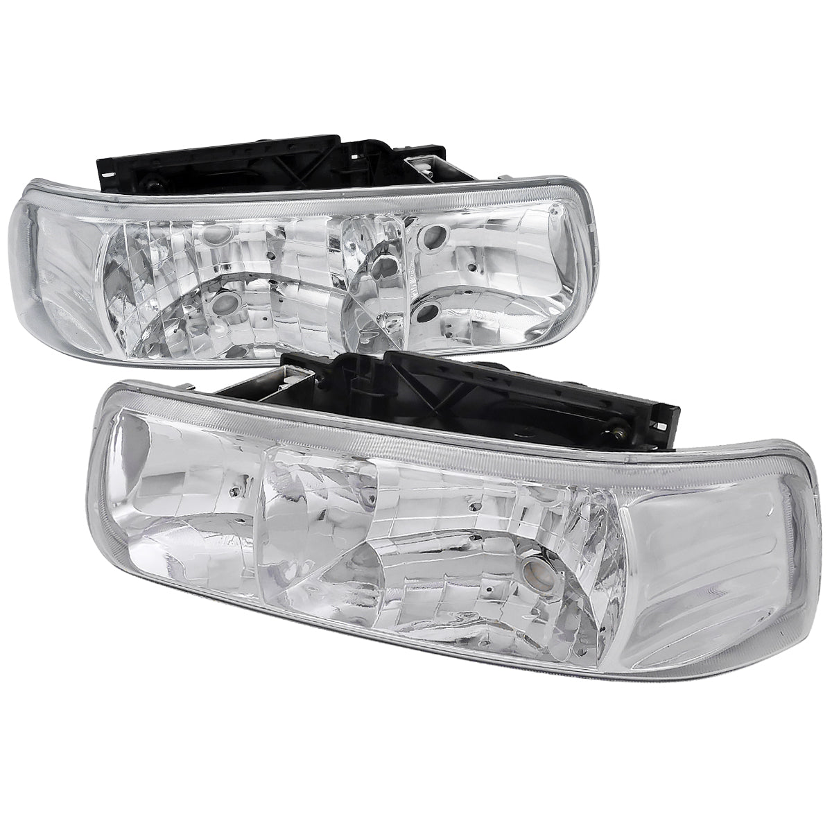 1999-2006 Chevrolet Silverado/Tahoe/Suburban Factory Style Headlights (Chrome Housing/Clear Lens)