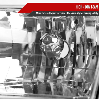 1998-2011 Ford Crown Victoria Factory Style Headlights (Chrome Housing/Clear Lens)