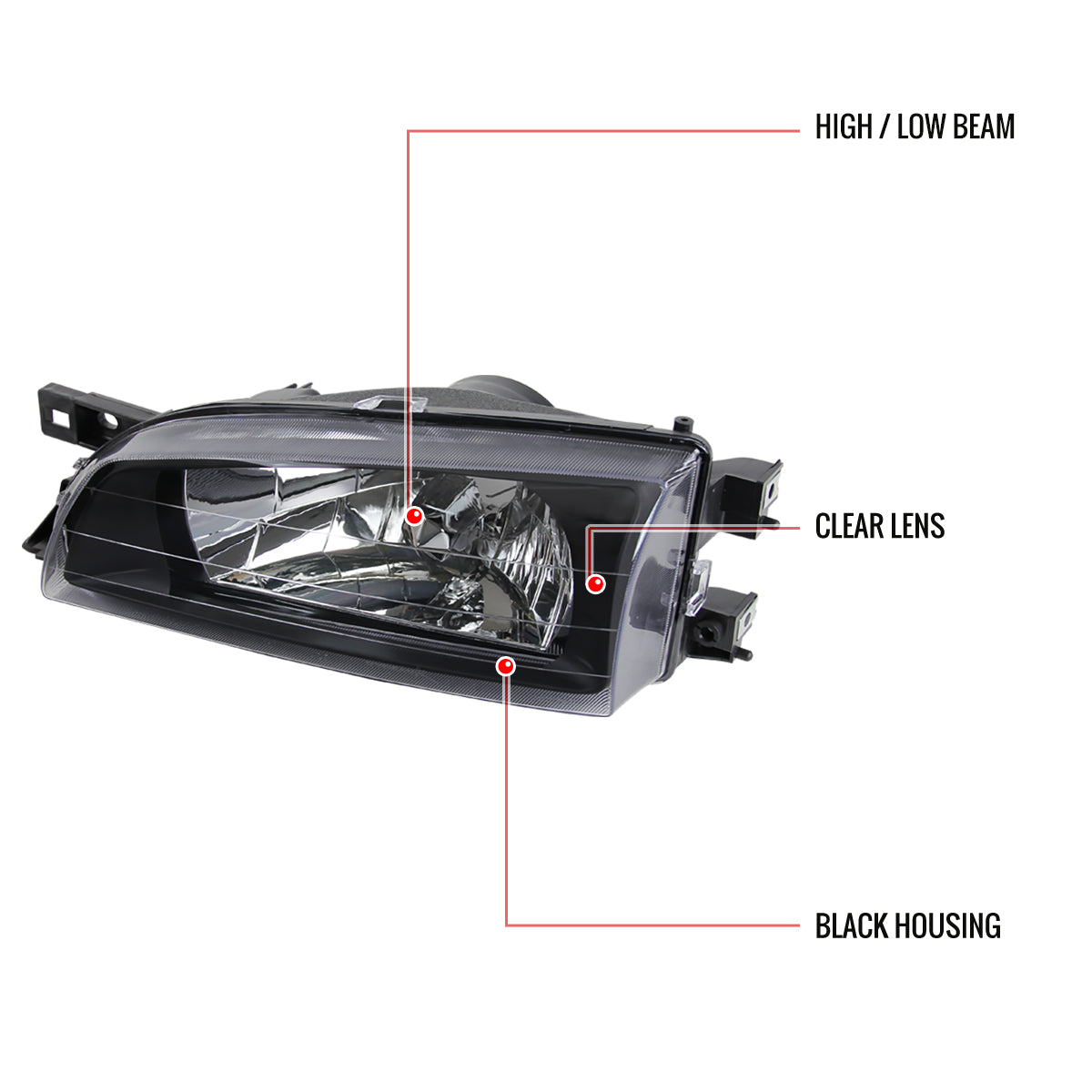 1995-2001 Subaru Impreza Factory Style Crystal Headlights (Matte Black Housing/Clear Lens)