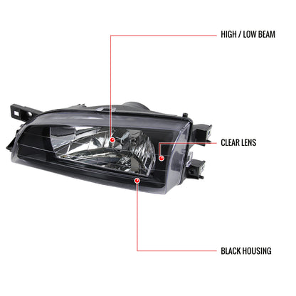 1995-2001 Subaru Impreza Factory Style Crystal Headlights (Matte Black Housing/Clear Lens)