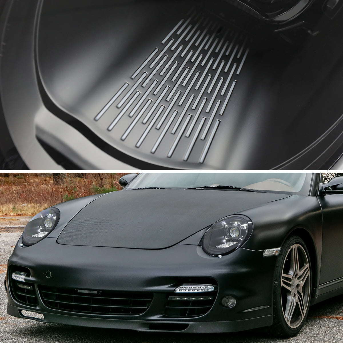 2009-2013 Porsche 911 997.2 LED Projector w/ DRL Headlights (Matte Black Housing / Glossy Black Accents / Clear Lens)