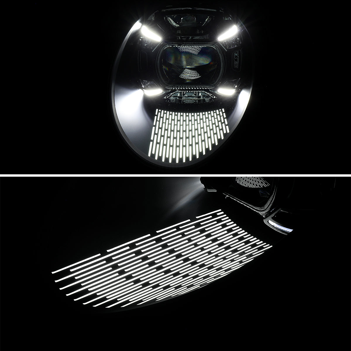 2012-2018 Porsche 911 991 LED Projector w/ DRL Headlights (Matte Black housing / Glossy Black Accents / Clear Lens)