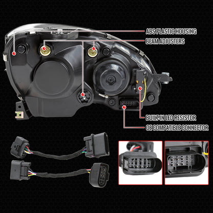 2008-2011 Mercedes Benz W204 C-Class Switchback Sequential Full LED Projector Headlights (Matte Black Housing/Clear Lens)