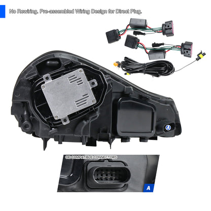 2008-2010 Porsche Cayenne 957 LED Projector w/ DRL Headlights (Matte Black Housing / Glossy Black Accents / Clear Lens)