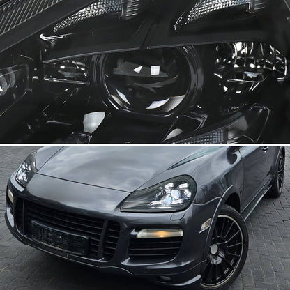 2008-2010 Porsche Cayenne 957 LED Projector w/ DRL Headlights (Matte Black Housing / Glossy Black Accents / Clear Lens)