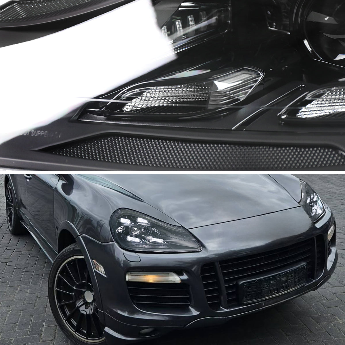 2008-2010 Porsche Cayenne 957 LED Projector w/ DRL Headlights (Matte Black Housing / Glossy Black Accents / Clear Lens)