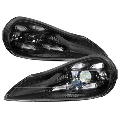 2008-2010 Porsche Cayenne 957 LED Projector w/ DRL Headlights (Matte Black Housing / Glossy Black Accents / Clear Lens)