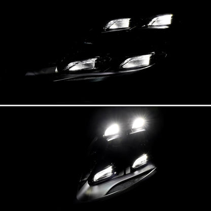 2011-2014 Porsche Cayenne 958.1 Matrix Style LED Porjector w/ LED DRL Headlights (Matte Black Housing / Glossy Black Accents / Clear Lens)