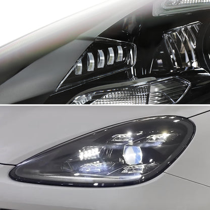 2011-2014 Porsche Cayenne 958.1 Matrix Style LED Porjector w/ LED DRL Headlights (Matte Black Housing / Glossy Black Accents / Clear Lens)