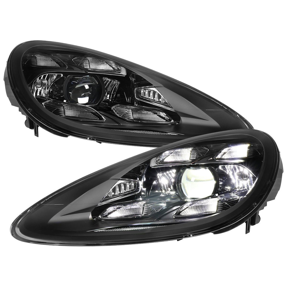 2011-2014 Porsche Cayenne 958.1 Matrix Style LED Porjector w/ LED DRL Headlights (Matte Black Housing / Glossy Black Accents / Clear Lens)