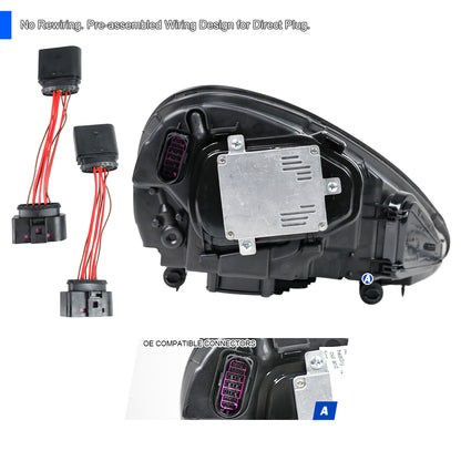 2011-2014 Porsche Cayenne 958.1 LED Projector w/ DRL Headlights (Matte Black Housing / Glossy Black Accents / Clear Lens)