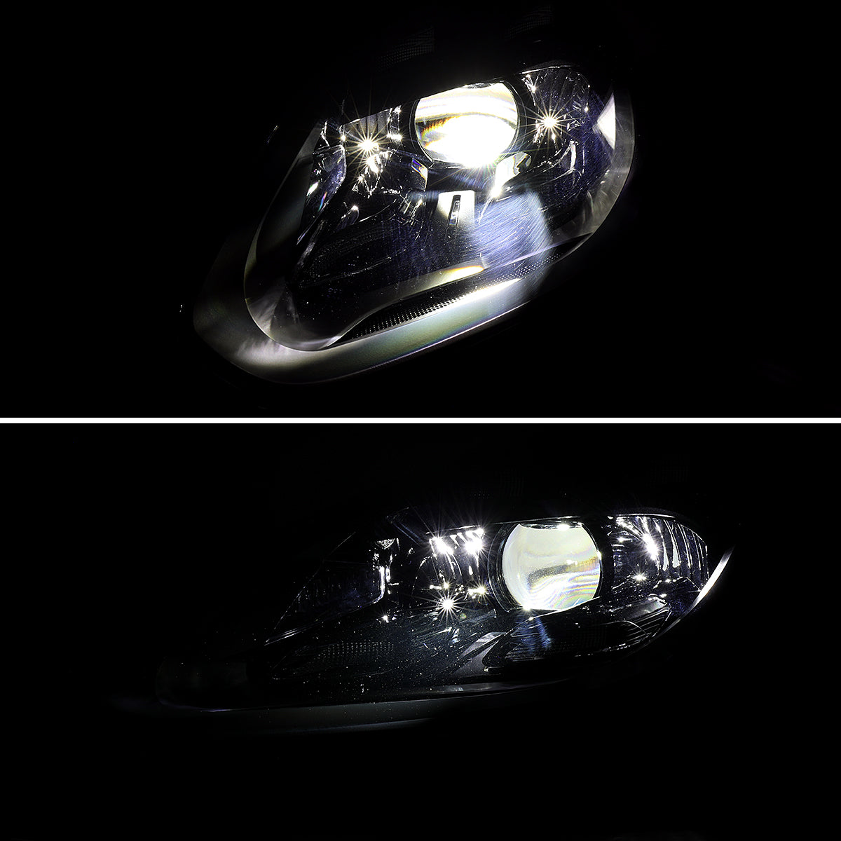 2015-2017 Porsche Cayenne 958.2 LED Projector Headlights w/ DRL for Dynamic Function  (Matte Black Housing / Glossy Black Accents / Clear Lens)