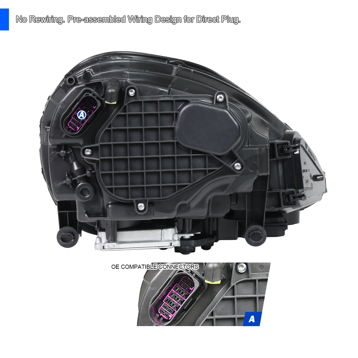 2015-2017 Porsche Cayenne 958.2 LED Projector Headlights w/ DRL for Dynamic Function  (Matte Black Housing / Glossy Black Accents / Clear Lens)
