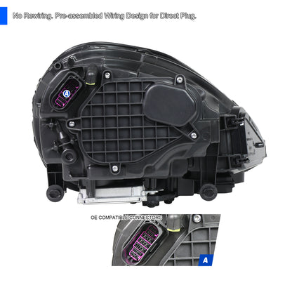 2015-2017 Porsche Cayenne 958.2 LED Projector Headlights w/ DRL for Dynamic Function  (Matte Black Housing / Glossy Black Accents / Clear Lens)