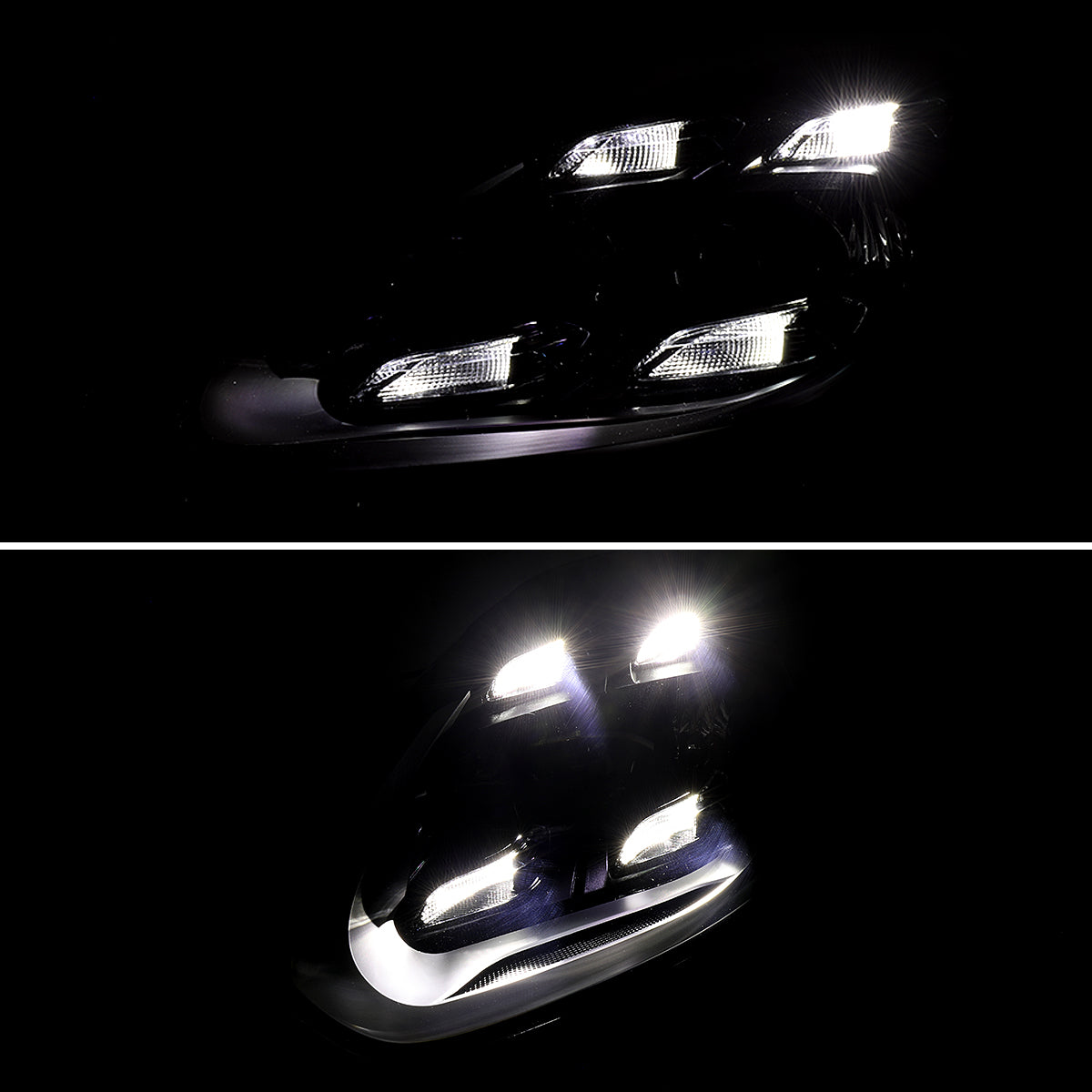 2015-2017 Porsche Cayenne 958.2 LED Projector Headlights w/ DRL for Dynamic Function  (Matte Black Housing / Glossy Black Accents / Clear Lens)