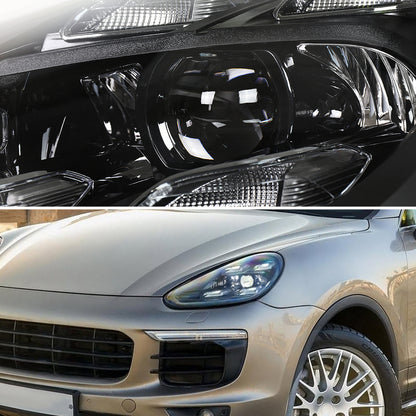 2015-2017 Porsche Cayenne 958.2 LED Projector Headlights w/ DRL for Dynamic Function  (Matte Black Housing / Glossy Black Accents / Clear Lens)
