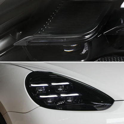 2015-2017 Porsche Cayenne 958.2 Matrix Style LED Projector Headlights w/ DRL for non-Dynamic Function  (Matte Black Housing / Glossy Black Accents / Clear Lens)