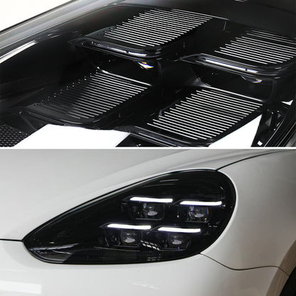 2015-2017 Porsche Cayenne 958.2 Matrix Style LED Projector Headlights w/ DRL for non-Dynamic Function  (Matte Black Housing / Glossy Black Accents / Clear Lens)
