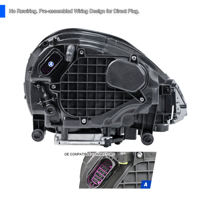 2015-2017 Porsche Cayenne 958.2 Matrix Style LED Projector Headlights w/ DRL for Dynamic Function  (Matte Black Housing / Glossy Black Accents / Clear Lens)