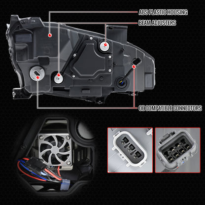 2016-2021 Honda Civic LED Headlights w/ LED Switchback Sequential Turn Signal (Matte Black Housing/Clear Lens)