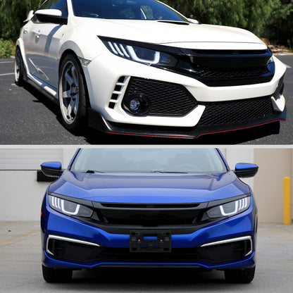 2016-2021 Honda Civic LED Headlights w/ LED Switchback Sequential Turn Signal (Matte Black Housing/Clear Lens)