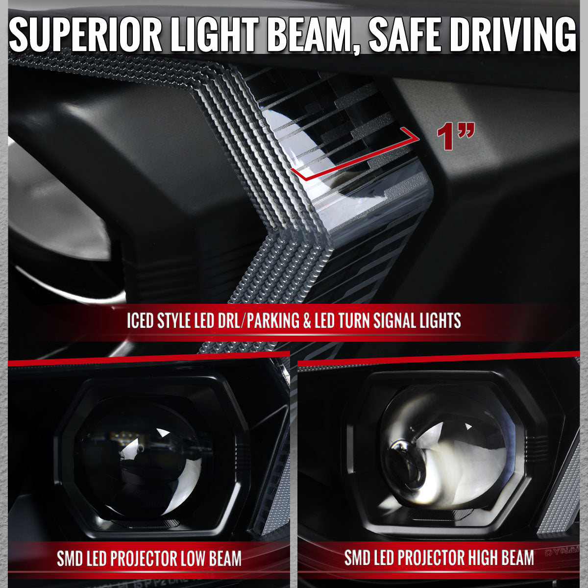 2012-2015 BMW F30 3 Series Full LED Projector Headlights w/ Switchback Sequential Turn Signal (Black Housing / Clear Lens)