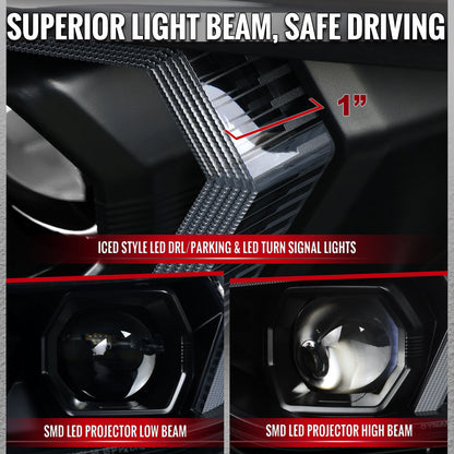 2012-2015 BMW F30 3 Series Full LED Projector Headlights w/ Switchback Sequential Turn Signal (Black Housing / Clear Lens)