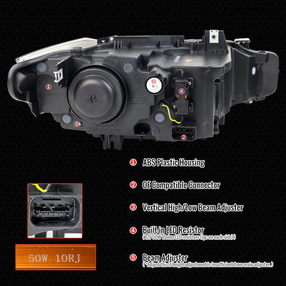 2012-2015 BMW F30 3 Series Full LED Projector Headlights w/ Switchback Sequential Turn Signal (Black Housing/Smoked Lens)