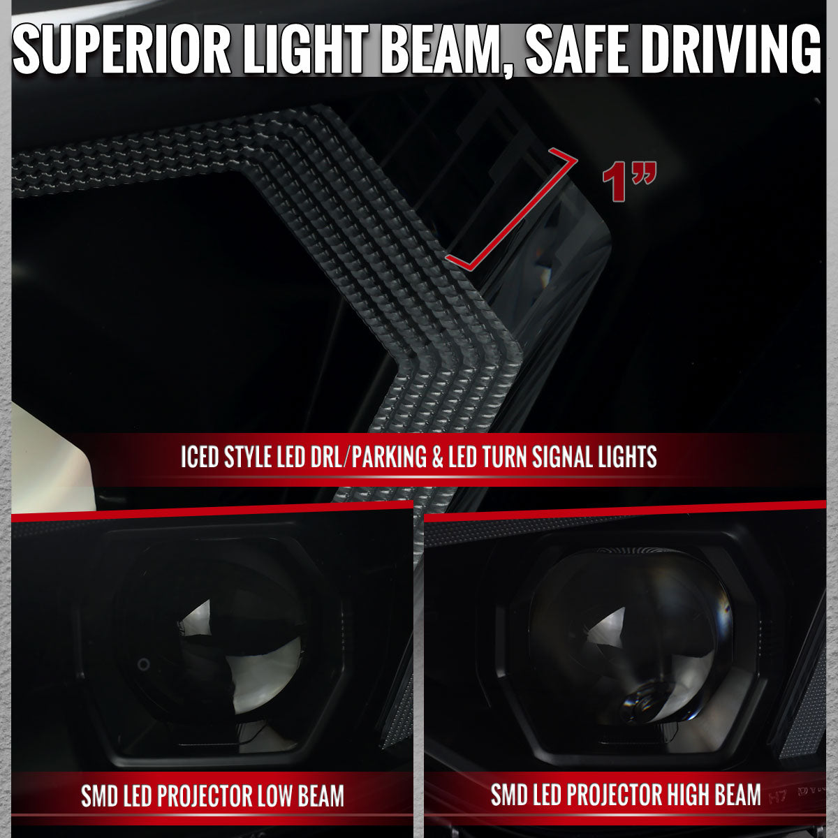 2012-2015 BMW F30 3 Series Full LED Projector Headlights w/ Switchback Sequential Turn Signal (Black Housing/Smoked Lens)