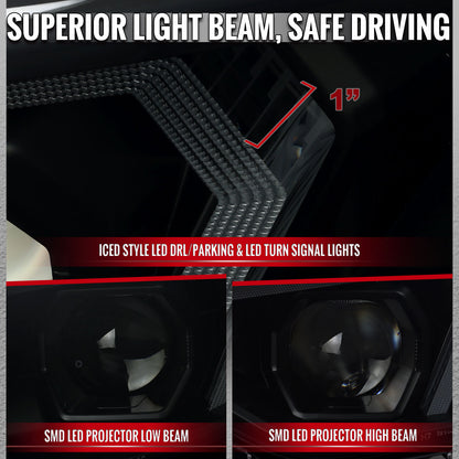 2012-2015 BMW F30 3 Series Full LED Projector Headlights w/ Switchback Sequential Turn Signal (Black Housing/Smoked Lens)